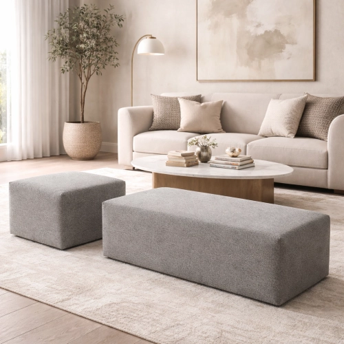 Zestaw puf tapicerowanych do salonu – pufa prostokątna i kwadratowa – design premium PU-3